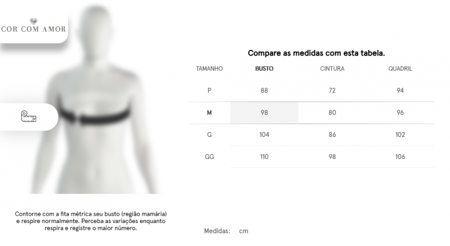 Tabela de Medidas