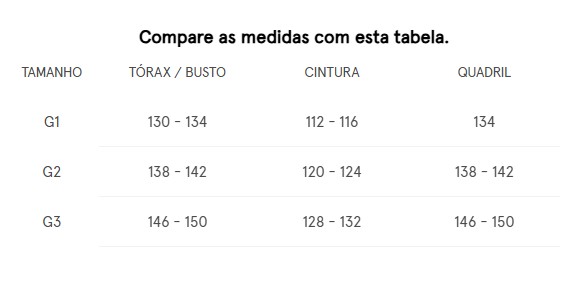 Tabela de Medidas