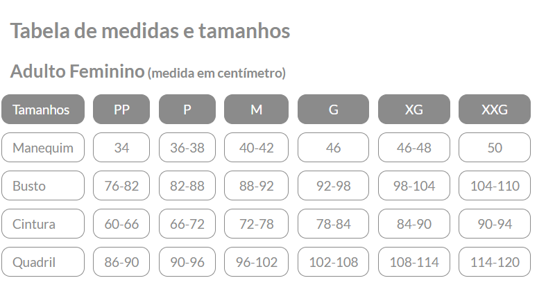 Tabela de Medidas