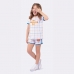 SHORTDOLL FEMININO INFANTIL VEGGI MANGA CURTA LARANJA LISTRAS