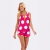 SHORTDOLL FEMININO VEGGI REGATA 3 BOTÕES ROSA POA