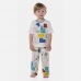 PIJAMA MASCULINO INFANTIL SONHART MANGA CURTA E CALÇA GOLA VERDE BEGE