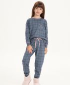 PIJAMA INFANTIL COR COM AMOR MANGA LONGA ALGODÃO COM PUNHO FAMILIA AZUL