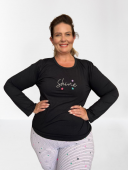 PIJAMA FEMININO INVERNO PLUS SIZE PRETO/LISTRADO