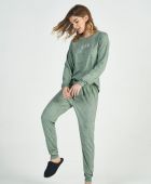 PIJAMA FEMININO INVERNO COR COM AMOR SIGNOS VERDE