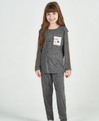 PIJAMA FEMININO INVERNO INFANTIL COR COM AMOR CINZA ESCURO ESTRELA