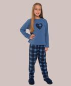 PIJAMA JUVENIL FEMININO DE MANGA LONGA SOFT XADREZ CORACAO