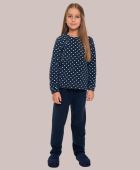 PIJAMA INFANTIL FEMININO SOFT DE MANGA LONGA CORACAO MARINHO