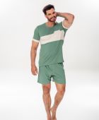 PIJAMA MASCULINO MANGA CURTA VISCOLYCRA VERDE COM BOLSO - YUME