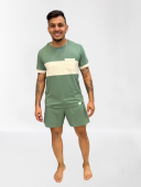 PIJAMA MASCULINO MANGA CURTA VISCOLYCRA VERDE COM BOLSO - YUME