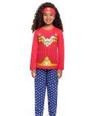 PIJAMA FEMININO INFANTIL VEGGI MANGA LONGA ALGODÃO MULHER MARAVILHA 