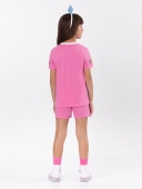 PIJAMA FEMININO INFANTIL MANGA CURTA ALGODÃO PRINCESA ROSA COM TIARA
