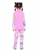 PIJAMA FEMININO INFANTIL VEGGI MANGA LONGA ALGODÃO UNICORNIO ROSA
