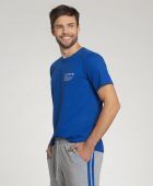 PIJAMA MASCULINO MENSAGEIRO DOS SONHOS MANGA CURTA AZUL COM CINZA