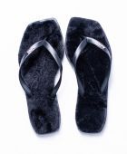 CHINELO FEMININO HALCI PELUCIA QUADRADO PRETO