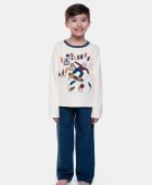 PIJAMA MASCULINO INFANTIL SONHART MANGA LONGA EM PLUSH CREME