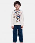 PIJAMA MASCULINO INFANTIL SONHART MANGA LONGA EM PLUSH CREME