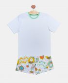 PIJAMA MASCULINO INFANTIL SONHART MANGA CURTA COM SHORT ALGODÃO BRANCO