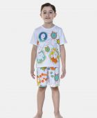 PIJAMA MASCULINO INFANTIL MANGA CURTA BERMUDA ALGODÃO BRANCO