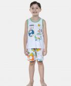 PIJAMA MASCULINO INFANTIL REGATA E BERMUDA ALGODÃO BRANCO