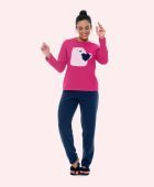 PIJAMA FEMININO BOCEJINHO MANGA LONGA CALÇA PLUSH URSO PINK PLUS SIZE