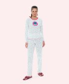PIJAMA FEMININO BOCEJINHO MANGA LONGA CALÇA ALGODÃO ONÇA PLUS SIZE