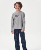 PIJAMA MASCULINO INFANTIL COR COM AMOR MANGA LONGA E CALÇA AZUL ENJOY E PLAY