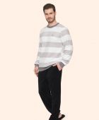 PIJAMA MASCULINO LUA LUÁ MANGA LONGA E CALÇA FLEECE LISTRADO