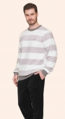 PIJAMA MASCULINO LUA LUÁ MANGA LONGA E CALÇA FLEECE LISTRADO