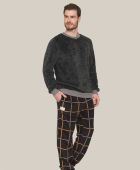 PIJAMA MASCULINO LUA LUÁ MANGA LONGA E CALÇA FLEECE XADREZ
