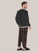 PIJAMA MASCULINO LUA LUÁ MANGA LONGA E CALÇA FLEECE XADREZ