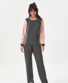 PIJAMA FEMININO COR COM AMOR MANGA LONGA E CALÇA VISCOLYCRA FLEECE