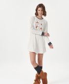 CAMISOLA FEMININO COR COM AMOR MANGA LONGA ALGODÃO URSINHO PUNHO