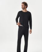 PIJAMA MASCULINO COR COM AMOR MANGA LONGA VISCOLYCRA PRETO