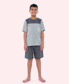 PIJAMA MASCULINO INFANTIL BOCEJINHO MANGA CURTA ALGODÃO CINZA