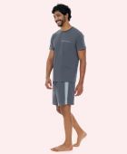 PIJAMA MASCULINO BOCEJINHO MANGA CURTA ALGODÃO GO WITH CINZA