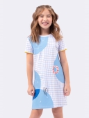 CAMISOLA FEMININA INFANTIL VEGGI MANGA CURTA PRAIA AZUL