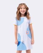 CAMISOLA FEMININA INFANTIL VEGGI MANGA CURTA PRAIA AZUL