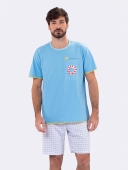 PIJAMA MASCULINO VEGGI MANGA CURTA PRAIA AZUL