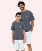 PIJAMA MASCULINO BOCEJINHO INFANTIL MANGA CURTA ALGODÃO XADREZ