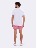 PIJAMA MASCULINO VEGGI MANGA CURTA CAMISA BRANCA SHORT LISTRADO VERMELHO