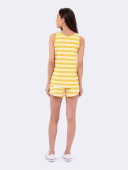 SHORTDOLL FEMININO VEGGI REGATA 3 BOTOES LISTRAS AMARELO