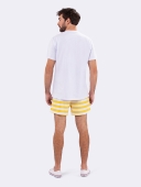 PIJAMA MASCULINO VEGGI MANGA CURTA BRANCO COM LISTRAS AMARELO