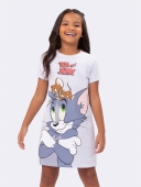 CAMISOLA FEMININA JUVENIL VEGGI MANGA CURTA TOM E JERRY MESCLA