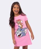 CAMISOLA FEMININA VEGGI INFANTIL MANGA CURTA TOM E JERRY ROSA