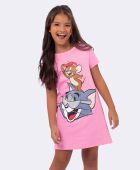 CAMISOLA FEMININA JUVENIL VEGGI MANGA CURTA TOM E JERRY ROSA