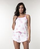 SHORTDOLL FEMININO BOCEJINHO ALÇA ALGODÃO MARGARIDA ROSA
