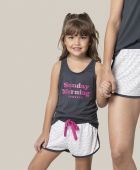 SHORTDOLL FEMININO INFANTIL BOCEJINHO REGATA SUNDAY MORNING FAMILIA