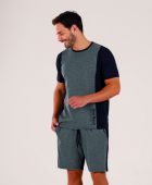 PIJAMA MASCULINO COR COM AMOR MANGA CURTA BERMUDA MESCLA