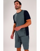 PIJAMA MASCULINO COR COM AMOR MANGA CURTA BERMUDA MESCLA